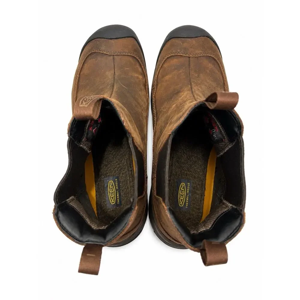 KEEN Anchorage III Chelsea Boots Mens 10 Brown Waterproof Leather Insulated